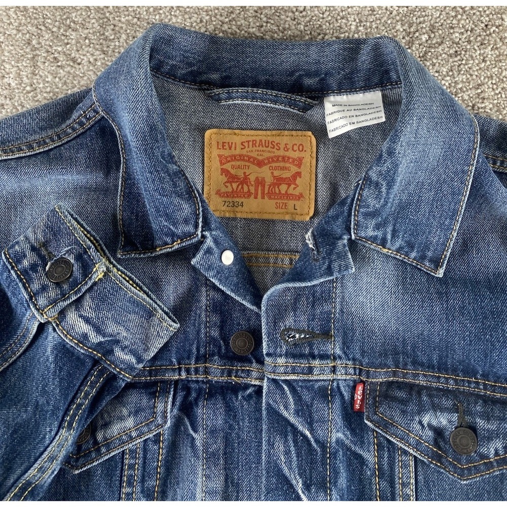 Levi's Blue Denim Trucker Jacket 72334 Men L Cotton Warm Heavy Outdoor Y2K Fade